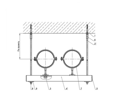 Крепления двух трубопроводов к перекрытию в Витебске