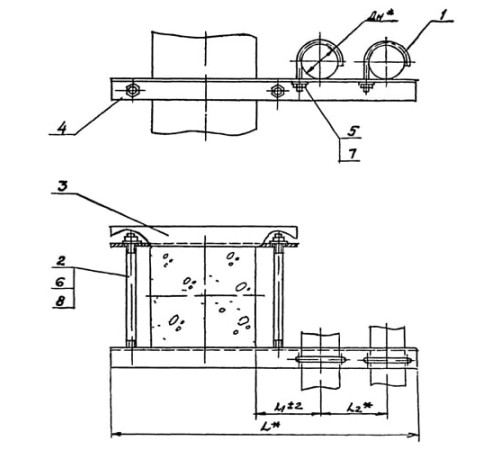 Крепления двух трубопроводов к колонне в Витебске