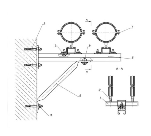 Крепления двух трубопроводов к стене в Витебске