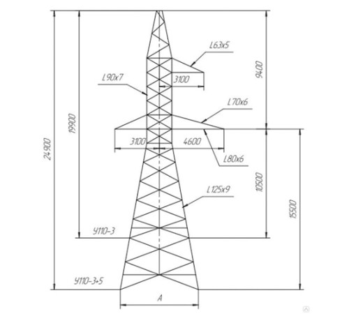Промежуточно-угловые опоры ЛЭП в Витебске с доставкой по Беларуси