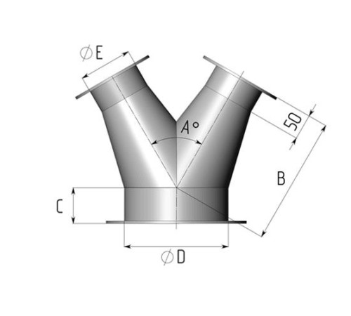 Титановые неравнопроходные Y-тройники для воздуховодов в Витебске